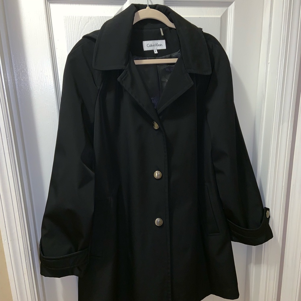 Calvin Klein dress raincoat with detachable hood